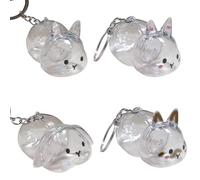UNTERING Funny Rabbits Shape Hair Storage Keepsakes Box Keychain Clear Pet Furs Collector Pendant Decors Lover Gift Hair Storage Box Pendant