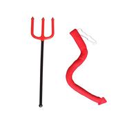 UNTERING Halloween Devil Horns Headband And Tail And Choker Scepter Halloween Cosplay Accessories For Adult Horn Red Color Headbands Pack Size