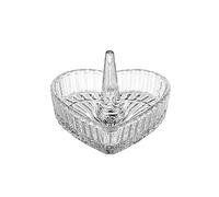 UNTERING Handmade Clear Glass Holder Dish for Jewelry Decorative Heart Design Tray Dresser Top Jewelry Holder for Girl Trinket Trays for Jewelry
