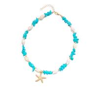 UNTERING Marine Themed Alloy Necklace With Crushed Stone Accent Skin Friendly Hot Day Jewelry Adjustable Length For Women Allergy Resistant Jewelry