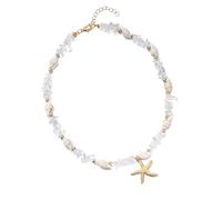 UNTERING Marine Themed Alloy Necklace With Crushed Stone Accent Skin Friendly Hot Day Jewelry Adjustable Length For Women Allergy Resistant Jewelry