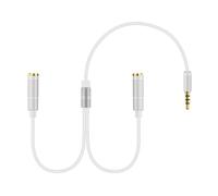 UNTERING Portable Two Port Sound Line With Integrated Control Small 2 In 1 Sound Connector Cable 30cm For Travel & Office Use Headphone Adapter