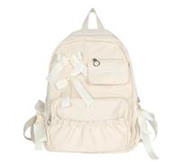 UNTERING Preppy Teen Girl School Backpack Casual Daypack Japanese Anime Pleated Nylon Book Bag With Sweet Bowknot Decoration Student Rucksack