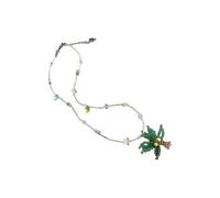 UNTERING Resort Styles Layer Beaded Chokers Tropicals Coconut Shell Pendant Necklace Alloy Acrylic Jewelry For Beach Parties Beach Resort Styles Jewelry