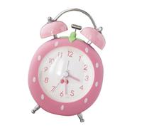 UNTERING Strawberry Shape Bedsides Alarm Clock Loud Twin Bells Quartzs Quiet Movement Night Light Bedroom Decors For Kids Adults Cute Strawberry Alarm Clock For Heavy Sleepers