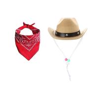 UNTERING Western Pet Caps Bandanas Collar For Cats And Dogs Cosplay Costume Hat Adjust Halloween Props Headpiece Cowboy Hat