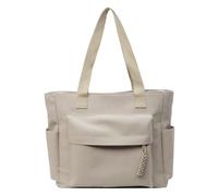 UNTERING Women Large Capacity Shoulder Bag Simple Solid Color Student School Multi Pockets Handbag For Casual Travel Shopping Versatile Top Handle