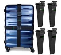 Untethered 4-Pack Black Nylon Luggage Straps | Suitcase Strap, TSA Approved, 400lb Tension, 72in x 2in, 4 Count, Compatible with Passenger Car