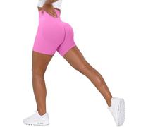 Unthewe Workout Butt Lifting Shorts for Women High Waisted Seamless Gym Yoga Booty Shorts, Booty Barbie Pink, L