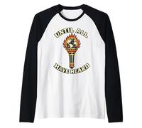 Until All Have Heard Christian Duty Trad Tattoo Style Globe Raglan Baseball Tee
