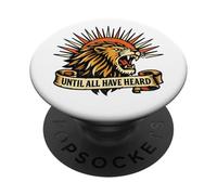 Until All Have Heard Christian Duty Trad Tattoo Style Lion PopSockets Adhesive PopGrip