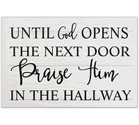 Until God Opens The Next Door Praise Him In The Hallway 1 Plaque Outdoorhome Decor Signhouse Warming Funny Vintage Metal Sign Poster 8X12 Inches