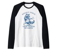Until I've Had My Coffee Vintage Funny Raccoon Retro 90s Raglan Baseball Tee