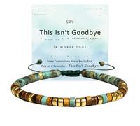 Until We Meet Again Morse Code Bracelet, Still With Me Tiger Eye & African Turquoise Beaded Bracelet, Hidden Message Sympathy Memorial Bracelet Jewelry Gift for Women Men (This Isn’t Goodbye)