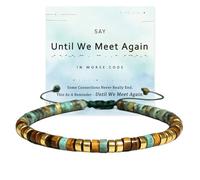 Until We Meet Again Morse Code Bracelet, Still With Me Tiger Eye & African Turquoise Beaded Bracelet, Hidden Message Sympathy Memorial Bracelet Jewelry Gift for Women Men