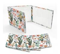 UntilPlan 4 Pack Mahjong Card Holder, Soft Printed Fabric Scorecard Protector Holder Cover, 6.4 x 5.1 in, Suitable for Large Sizes, Mah Jongg Party and Friends Gathering Gift (Flower Grass)