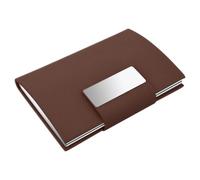 UntilPlan Business Card Holder, Upgraded Leather Stainless Steel Multi Card Case, Pocket Business Name Card Case with Magnetic Buckle for Women Men, Brown
