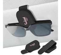 UntilPlan Letter Sunglass Holders for Car Visor, Universal Magnetic Leather Sunglasses Clip for Different Size Eyeglasses, Car Visor Accessories (J)