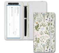 UntilPlan Printed Checkbook Cover, Slim Durable, RFID Blocking Premium Leather Checkbook, Duplicate Checks for Women Men, Retro-Flower