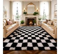 Untimaty Rugs Living Room - 160x230cm Classic Checkered Large Black and White Ultra Soft Fluffy Bedroom Area Rugs Washable Anti-Slip Backing Carpet Nursery Kids Room Modern Floor Home Decor