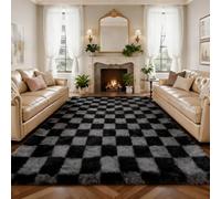 Untimaty Rugs Living Room - 160x230cm Classic Checkered Large Grey and Black Ultra Soft Fluffy Bedroom Area Rugs Washable Anti-Slip Backing Carpet Nursery Kids Room Modern Floor Home Decor