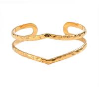 Untold Stories 18K Gold Plated Boho Bangle for Women, Gold Hammered Bangle, Adjustable Opening, Tarnish Free Bracelet, Hypoallengic, Gift for Women