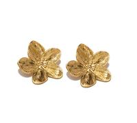 Untold Stories 18K Gold Plated Hibiscus Flower Stud Earrings,Hypoallegenic Earrings, Trendy Summer Hawaiian Vintage Style for Women