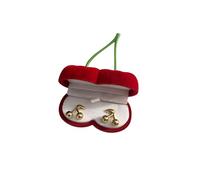 Untold Stories Cherry-Shaped Jewellery Box with Cherry Pendant Necklace, Cherry Earrings,Red Velvet Cherry Gift Box, Cherry Gift For Women (Gold Cherry Earrings)