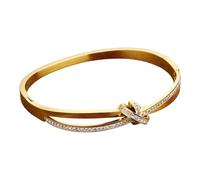 Untold Stories Crystal-Embellished Gold-Tone Double Band Bracelet Bangle,Titanium Steel Tarnish Resisitant