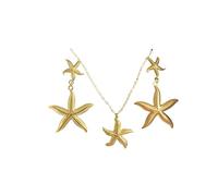 Untold Stories Gold Starfish Jewellery Set, Star Fish Necklace and Earrings, Marine Beach Style, Waterproof and Gold Plated Jewellery For Women