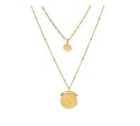 Untold Stories Gold Sun Fashion Pendant Necklace For Women, 14K Gold Plated Stainless Steel, Double Chain, Small Star Pendant, Tarnish Resistant, Waterproof, hypoallergenic.