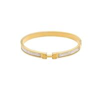 Untold Stories H Dupe Gold and White Bangle, 18k Gold Plated Titanium Steel Bracelet Suitable for Women, Great Gift for Her, H Bracelet Detail, Hypoallegenic and Tarnish Free Bangle