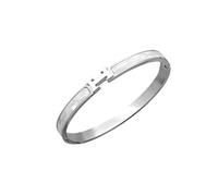 Untold Stories H Dupe Silver and White Bangle, 18k Gold Plated Titanium Steel Bracelet Suitable for Women, Great Gift for Her, H Bracelet Detail, Hypoallegenic and Tarnish Free Bangle (Silver)