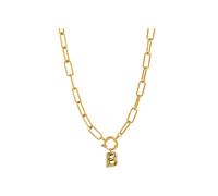 Untold Stories Intial Gold Bubble Letter Charm Necklace, Gold Plated Customised Necklace, Tarnish Free Jewellery, Intial Letter Necklace for Women and Girls Letter A-Z (B)