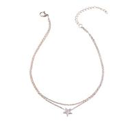 Untold Stories Silver Stainless Steel Star Anklet, Waterproof Tarnish-Free, Double Chain, Silver, Anklet for Beach Summer Boho Festivals