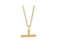 Untold Stories T-Bar 18k Gold-Plated Pendant Necklace for Women and Girls, Albert Pendant, Tbar Necklace, Waterproof and Tarnish-Free