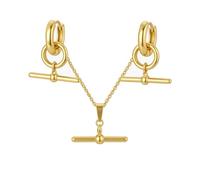 Untold Stories T-Bar Necklace and Earrings, gold plated and Tarnish Free (T-Bar Necklace and Earrings Set)