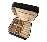 Untold Stories Travel Jewellery Box with 3 Gold-Tone Hoop Earrings, Waterproof Case, Black and Beige