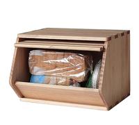 unununu Stackable Solid Wood Storage Chests,Bins with Lids,Modular Wooden Multi-use Box,Closet Storage Organizers,Hall Entryway Cabinet,Drawers,Potato,Onion,Bread,Classify by Items,15.5”W(1 Pack)