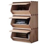 unununu Stackable Solid Wood Storage Chests,Hall Entryway Cabinet,Modular Wooden Toy Box,Bins with Lids,Closet Storage Organizers,Drawers,Potato,Onion,Bread,Classify by Items,19.5”W(3 Pack)