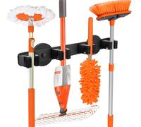 UNUSFIRE Magnetic Broom Holder Rack,Strong Magnetic Mount Mop Holder 4 Racks for Cleaning Tools,Non-slip Magnetic Tool Holder Broom Hooks for Camper Garage Kitchen