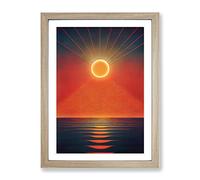 Unusual Abstract Ocean Sunset Framed Print | A3 Oak Framed Wall Art | Ready to Hang | Abstract Nautical Picture | Living Room Bedroom Lounge Office