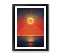 Unusual Abstract Ocean Sunset Framed Wall Art Print A2 Black