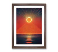 Unusual Abstract Ocean Sunset Framed Wall Art Print A2 Walnut