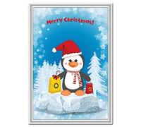 Unusual Christmas Cards for Kids & Children - Funny Penguin design - Merry Xmas Greetings - Cute Cool Cartoon Wishes School Friends Teachers and Family - Blank inside to write own message