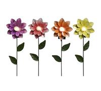 Unusual Decorative Solar Powered LED Garden Stake Flower LED in Warm White as a Set of 2 in Different Colours (2 x Yellow)