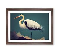 Unusual Heron Bird H1022 Framed Print for Living Room Bedroom Home Office Décor, Wall Art Picture Ready to Hang, Walnut A4 Frame (34 x 25 cm)