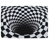 Unusuall 3D Optical Illusion Rug - Vortex Illusion Floor Mat for Door Entrance, Bathroom, Stairs, playroom, Living Room, or Area (Black and White, 42 x 28 Inch)