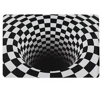 Unusuall 3D Optical Illusion Rug - Vortex Illusion Floor Mat for door entrance, bathroom, stairs, playroom, living room, or area (Black and White, 31.5 x 20 Inch)