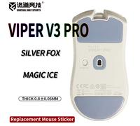UnusualWaySports Mouse Skates Feet Viper V3 Pro Cambered Surface PTFE Anti Collapse Multilayer Magic Ice Black Silver Fox ViperV3Pro BlackFox